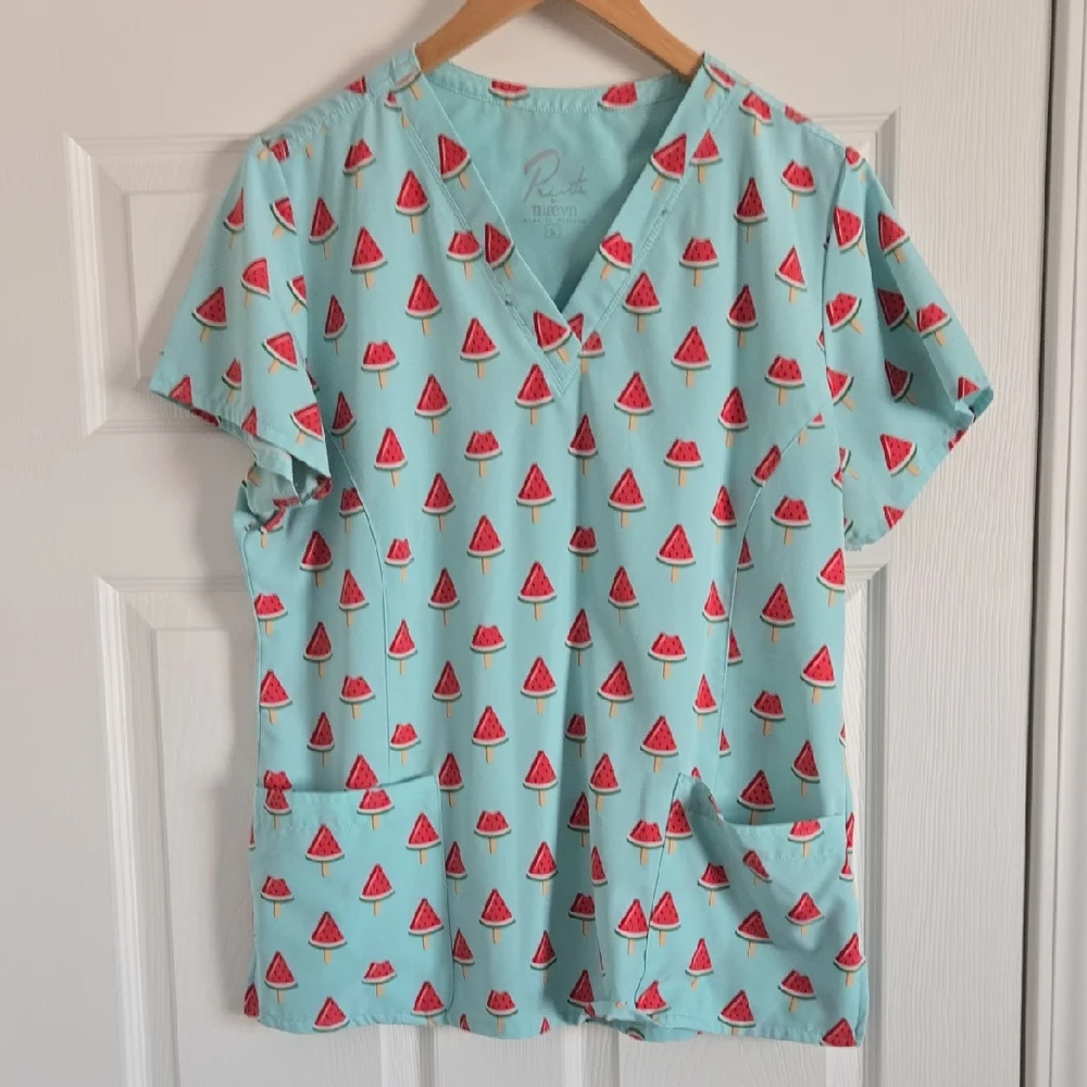 Watermelon Print Scrub Top - Picture 1 of 2